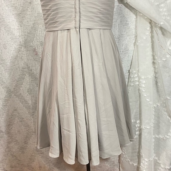 Azazie Adriana chiffon dolphin grey open back dress size a8 - Picture 8 of 13